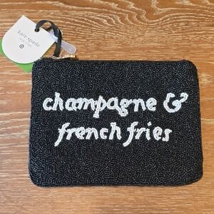 NWT Kate Spade X Target Black and White Beaded Clutch Champagne & French FRIES